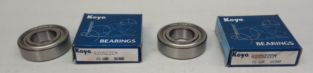 Koyo 6205ZZCM Ball Bearing Deep Groove 25mm ID X 52mm OD X 15mm W (Pack of 2)