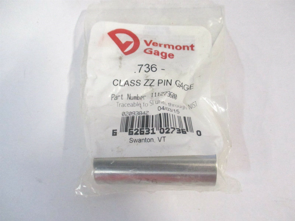Vermont Gage (111273600) 0.736" Diam Class ZZ Minus Plug & Pin Gage 