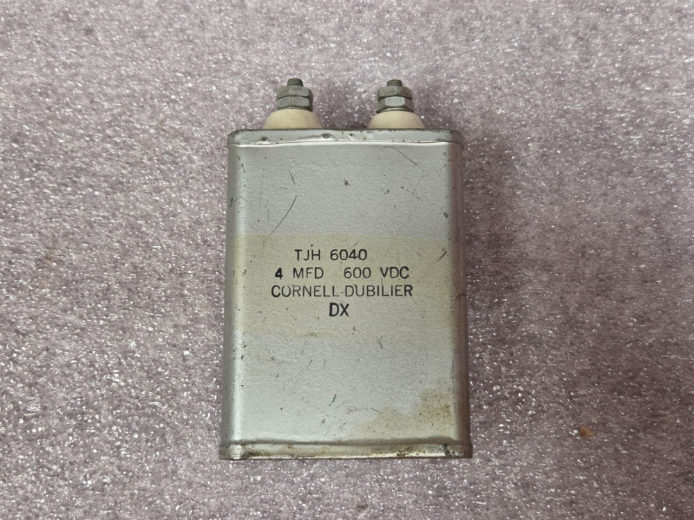 '1 PIECE' - PN# TJH6040,  TJH-6040 - CORNELL DUBILIER CAPACITOR 4 MFD 600 VDC