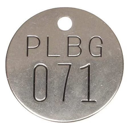 Zoro Select 2Yb56 Numbered Tag, Silver, 25 Pk
