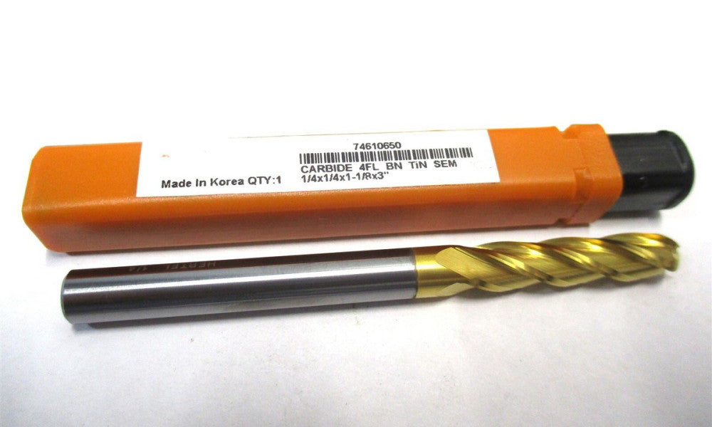 NEW (74610650) 1/4" x 1/4" x 1-1/8" x 3" 4-Flute SE RH Carbide Ball End Mill