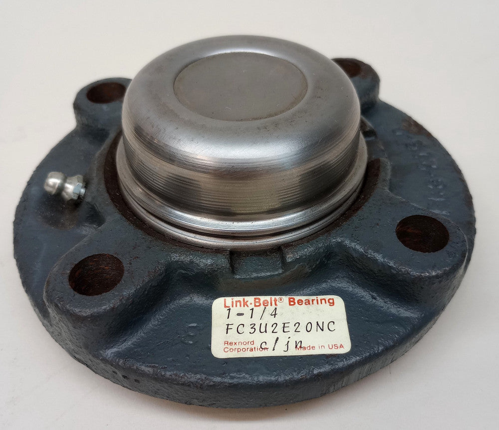 Rexnord FC3U2E20NC Used Flange Mount Ball Bearing Unit 1-1/4" Bore 4 Bolt