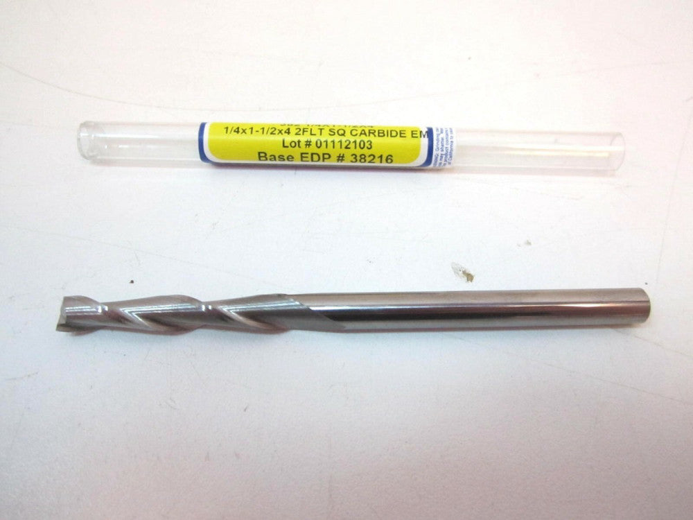Ultra Tool (38216) 1/4" Carbide 2F 1/4 x 1-1/2 LOC x 4" OAL Square End Mill 