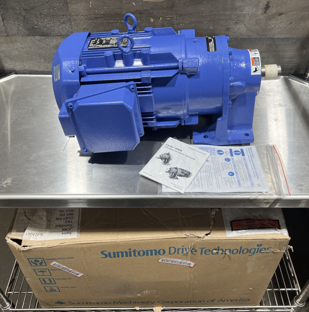 Sumitomo 3 Ph Gear Motor 3 HP CNHM3-6110YB-EP-17 Cyclo 6000 Series Nos Surplus
