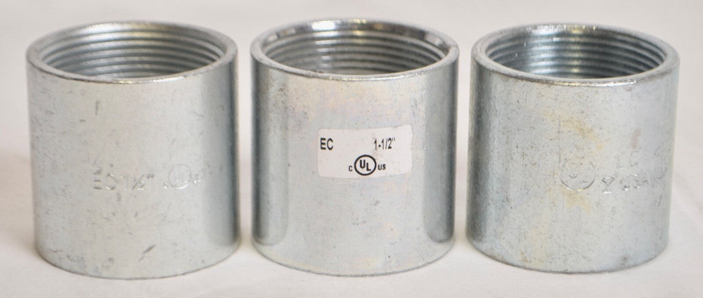 3 Count Conduit Couplings Threaded Ridgid EC Galvanized 1-1/2"