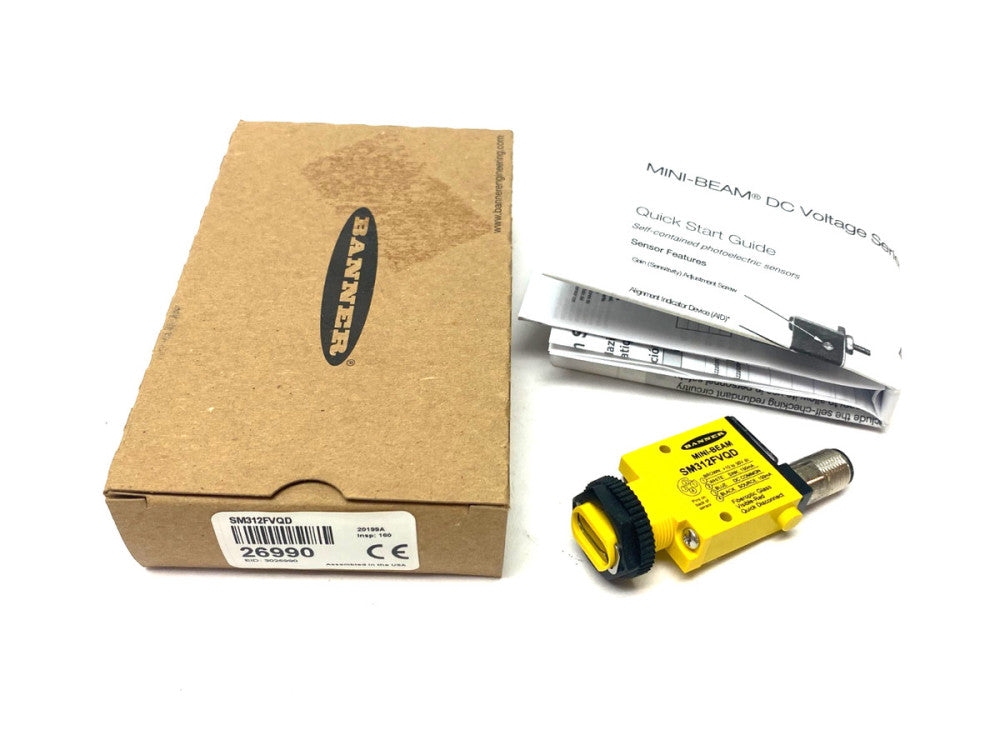 Banner SM312FVQD MINI-BEAM Fiber Optic Amplifier Visible Red 650nm Glass 26990
