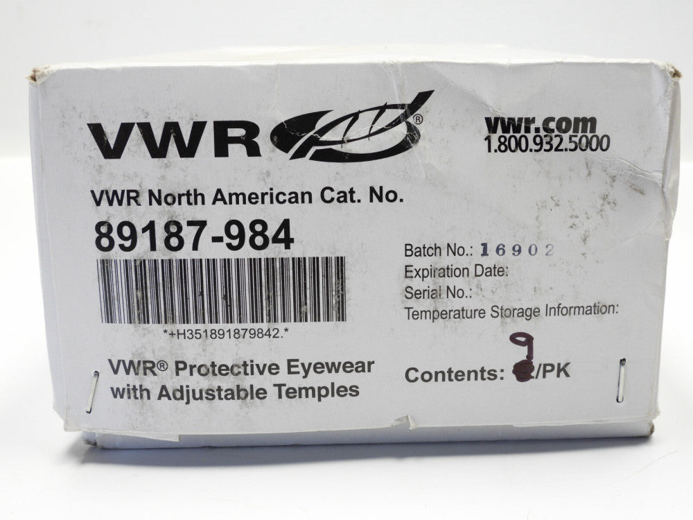 9-Pack VWR 89187-984 Black Protective Eyewear Glasses w/ Adjustable Temples