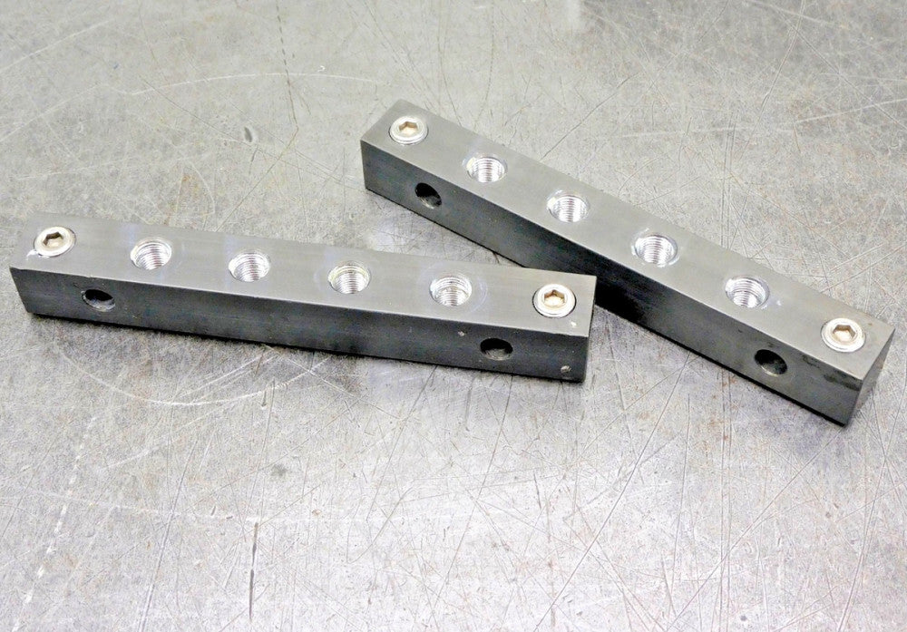 Aluminum Inline Pneumatic Manifold Block 6 Port 1/8" NPT Lot of Two (2)