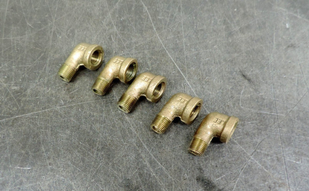 Lee 1/8" npt Solid Brass Male Female 90 Degree Elbow Lot of (5) Five