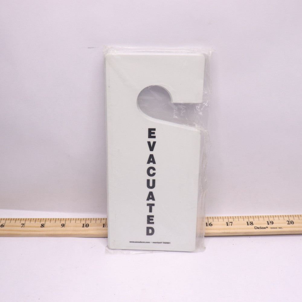 (10-Pk) Accuform Lumi-Glow Door Knob Hanger Tag Evacuated 9" L x 4" W x 0.015" 