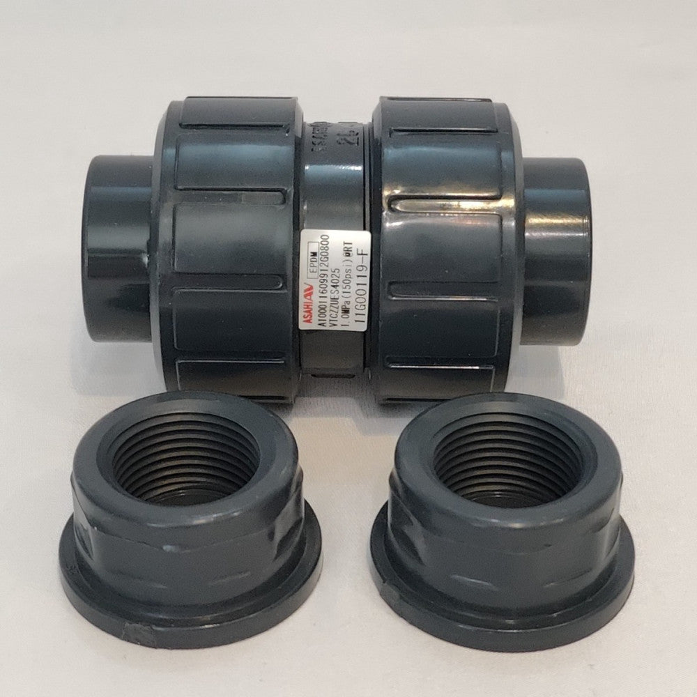 ASAHI VTCZZUES4025 25mm 1in PVC True Union Ball Check Valve EPDM Socket/Threaded