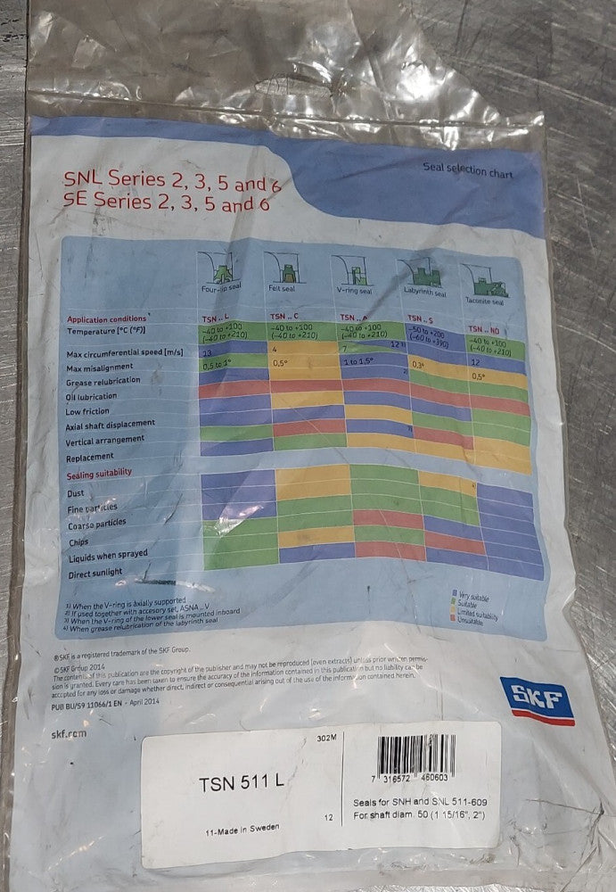 SKF TSN 511 L Case Seal for SNH & SNL 511-609. For shaft diam. 50 (1-15/16", 2")