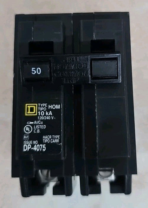 NEW Square D HOM250 Homeline 2 Pole 50 Amp 120/240V AC Plug In