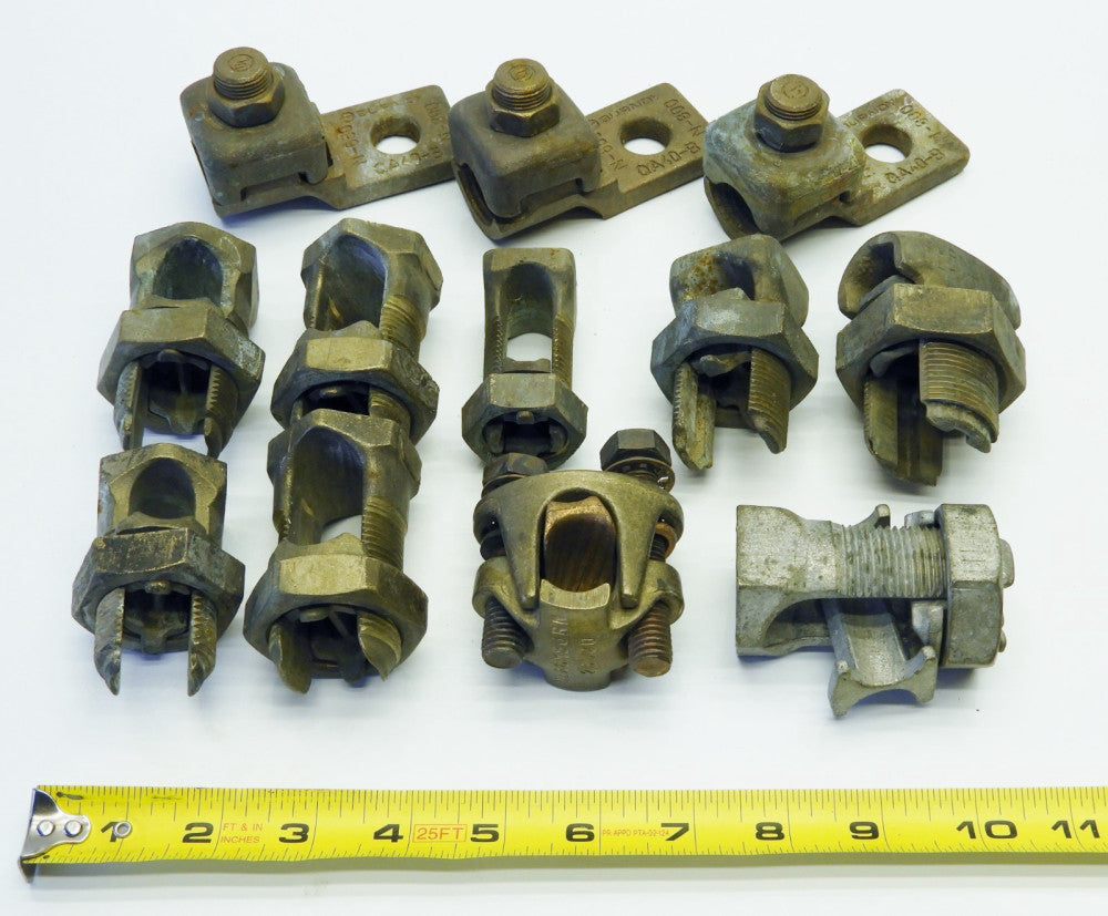 *Lot of 12 pcs* Electrical Split Bolt Connectors & Grounding Lugs Burndy Blackbu