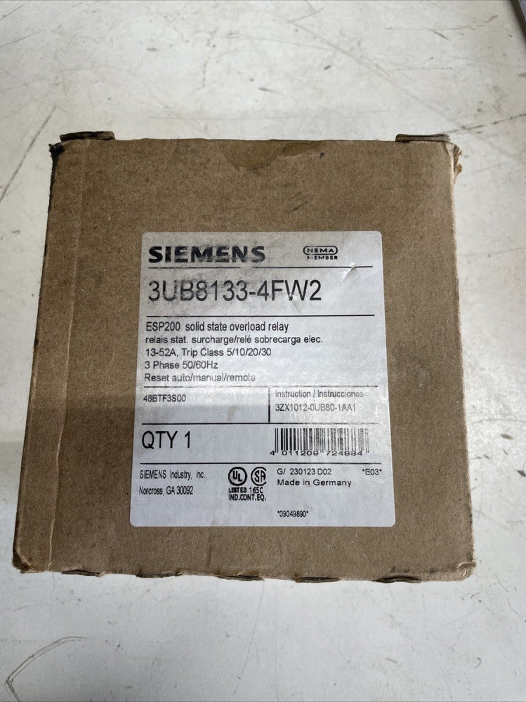 New! Siemens 3UBB133-4FW2 Electronic Overload Relay