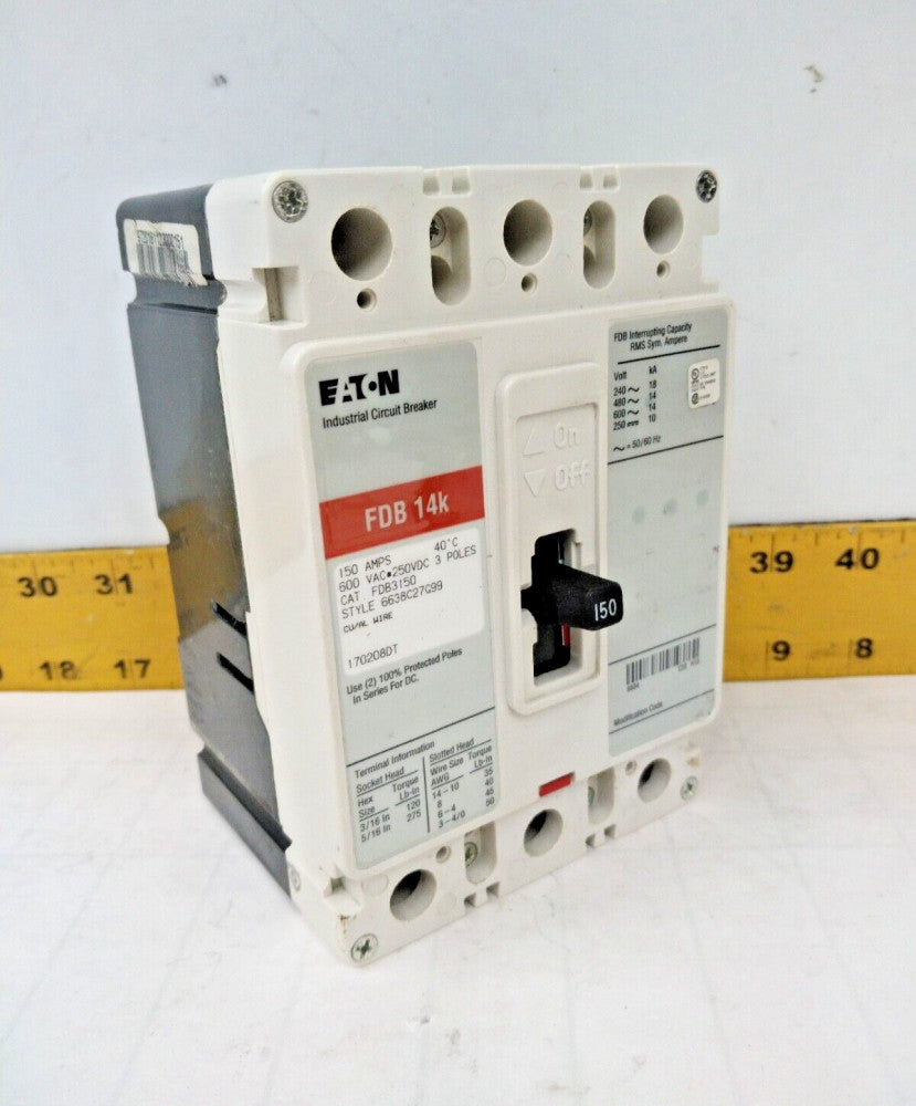 EATON 150 AMP CIRCUIT BREAKER 600 VAC / 250 VDC 3 POLE  FDB3150
