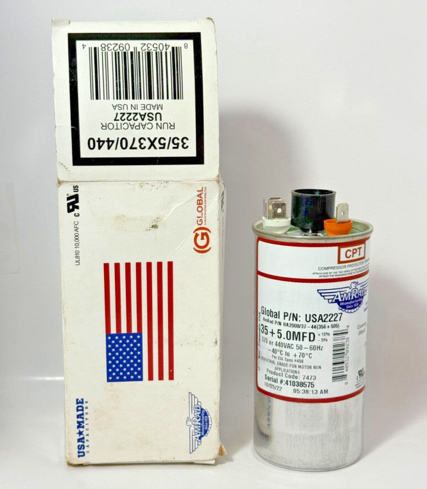 Amrad 35/5X370/440 Run Capacitor USA2227 35 + 5.0MFD370-440VAC 50-60Hz
