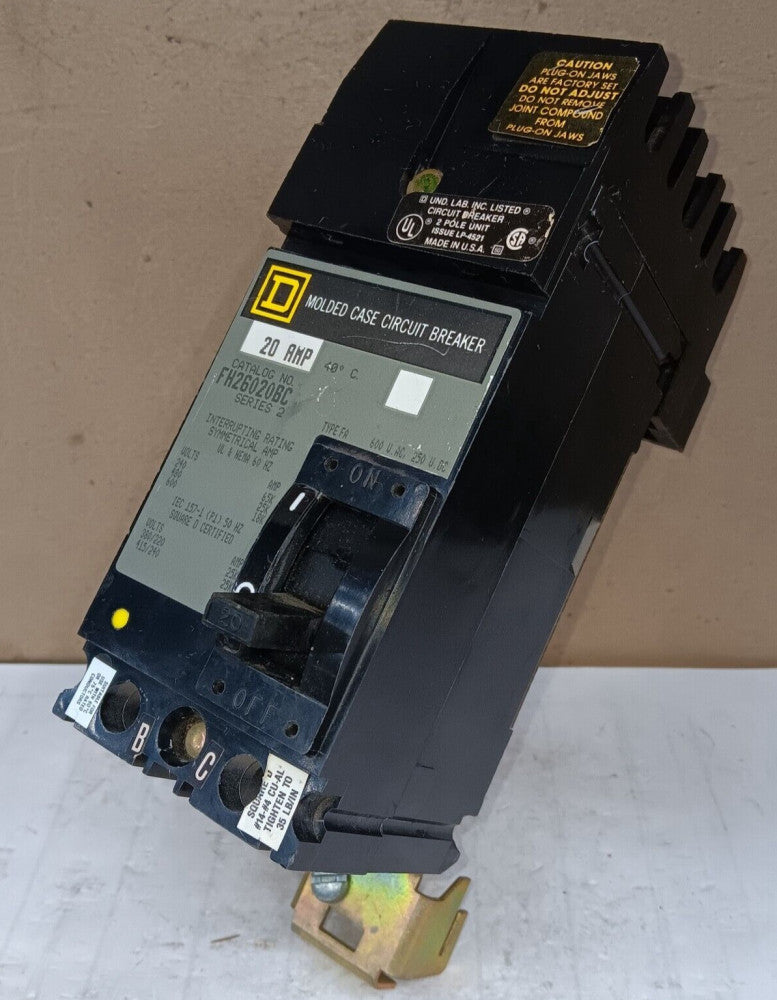 SQUARE D 20 AMP I-LINE CIRCUIT BREAKER 2 POLE 480 VAC FA26020BC