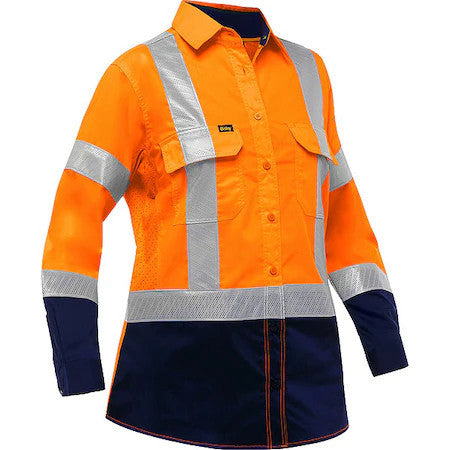Bisley 313W6491h-On/Xl Women's Hi-Vis Long Sleeve Button Front Shirt, 3, R,