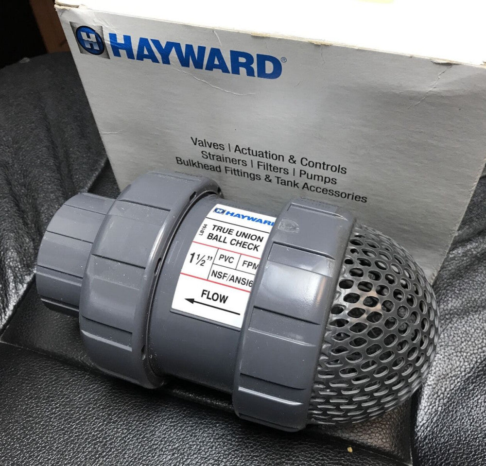 Hayward FV11.50ST 1-1/2" PVC True Union Ball Check Valve with Foot Valve Screen