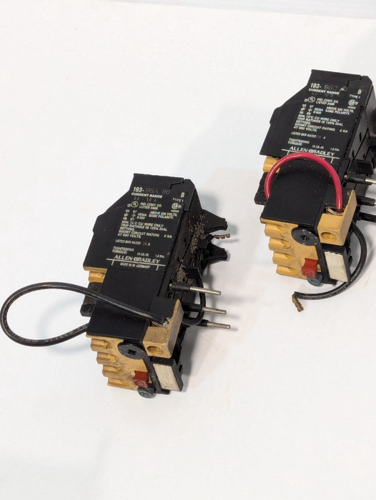 2 Pieces Allen Bradley 193-BSA90 & 193-BSC10 Overload Relay
