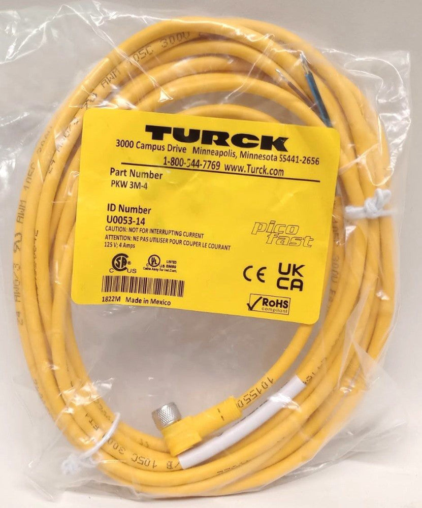 Turck U0053-14 Pico Fast Cordset 4M Length PKW 3M-4