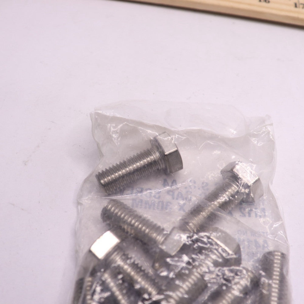(10-Pk) Hex Head Cap Screws Stainless Steel A4 M12-1.75 x 30MM A410088