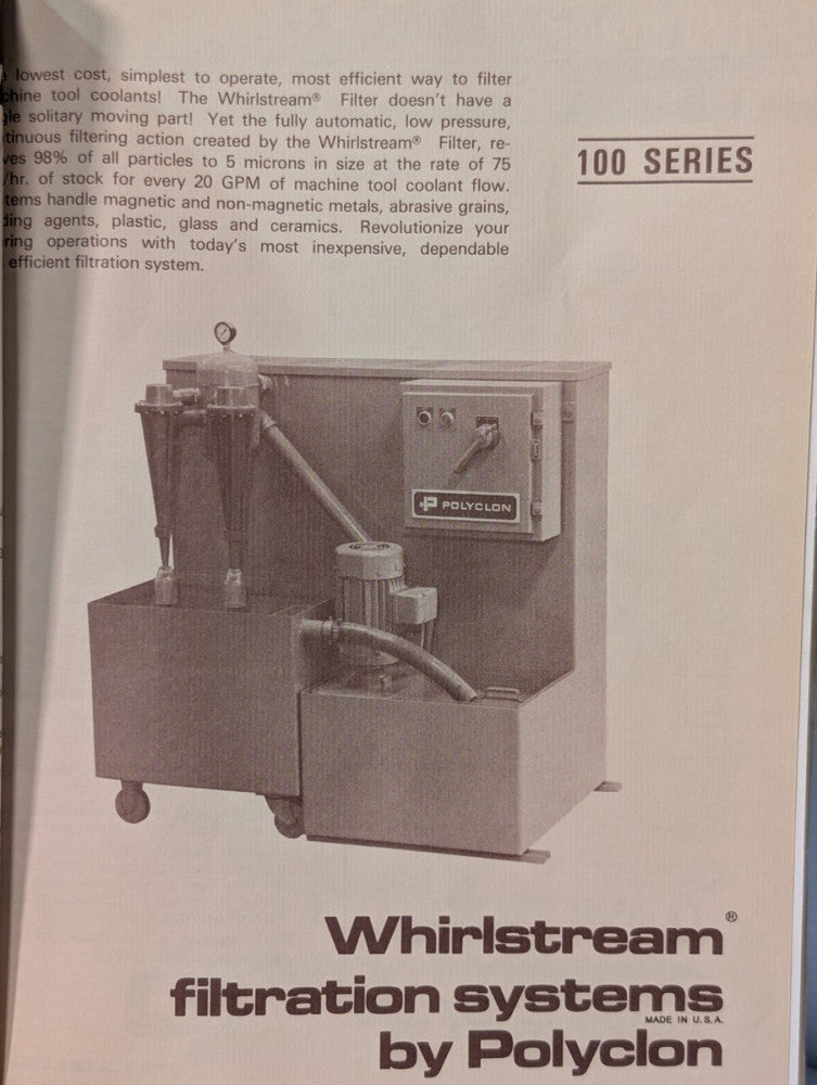 Polyclon W20-100CS Installation/ Operating Manual for Whirlstream Filtration Sys