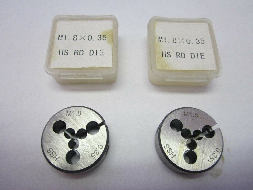 M1.8 X .35 X 13/16" High Speed Steel Round Adjustable Die Right Hand - Lot of 2 