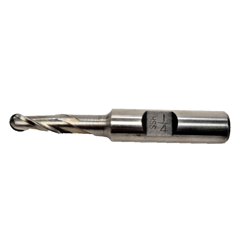 YG-1 BALL END MILL 41297, 2 FLUTE, 1/4" X 1/4" X 2-7/16", HSS, 5/8" LOC