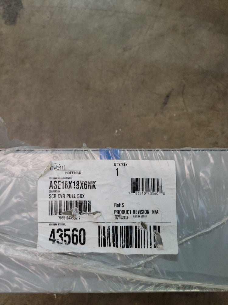 New Old Stock! Hoffman 18"H x 18"W x 6"D Metallic Gray Enclosure ASE18X18X6NK