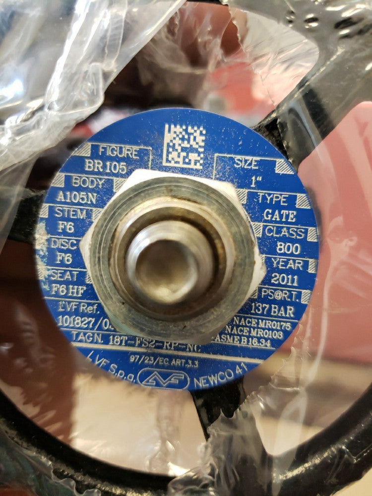 Newco Gate Valve 18T-FS2-RP-NC 1, Class 800, 1" NPT, Forged Carbon Steel, A105N