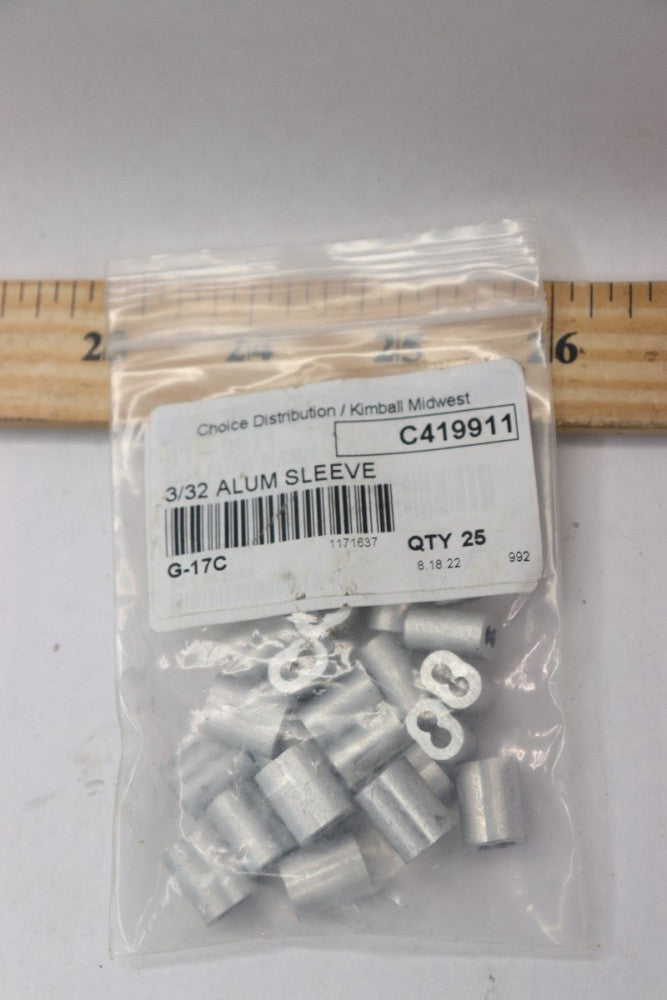 (25-Pk) Kimball Midwest Cable Sleeves Aluminum 3/32" C41911