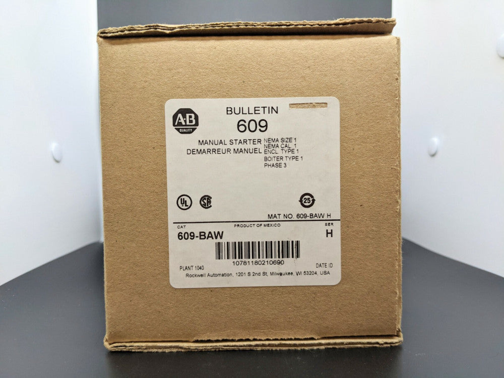 Allen Bradley 609-BAW Manual Starting Switch 3 Phase NEMA Size 1