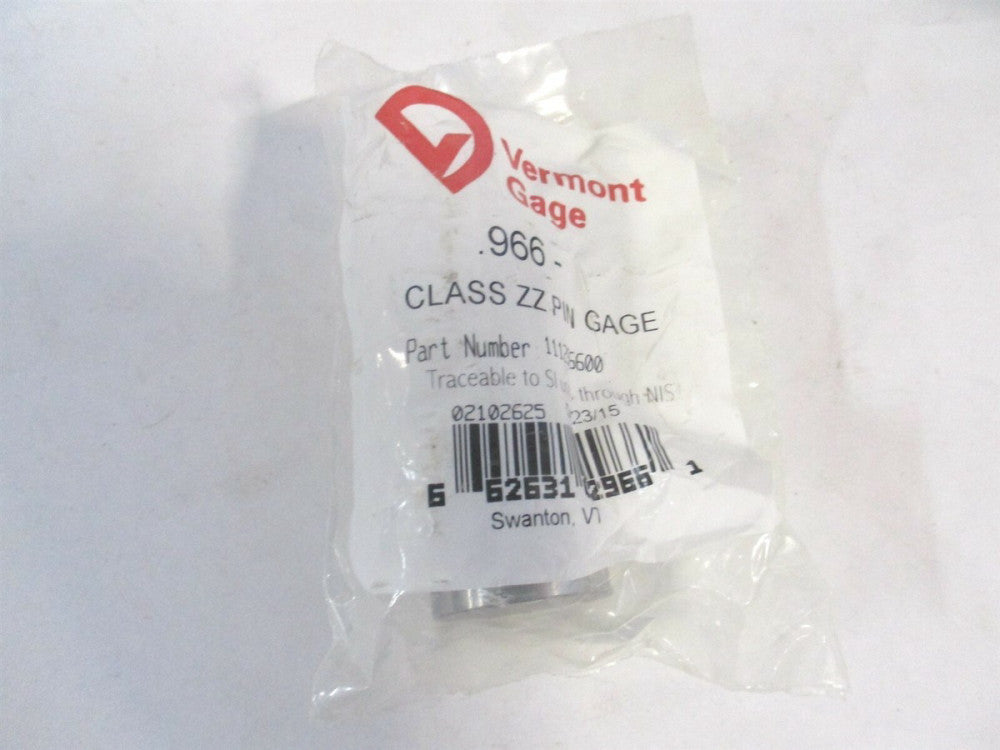 Vermont Gage (111296600) 0.966" Diam Class ZZ Minus Plug & Pin Gage 
