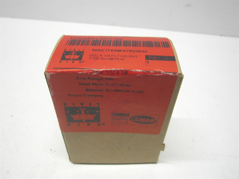 Rivetking (15N25RFLAP/1100) 5/32" Flat Uncoated Aluminum Solid Rivet - 1 Pound