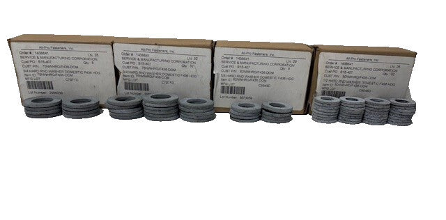 HARDENED STEEL WASHERS LOT OF 64 INSIDE DIAMETER 5/8" (8) 3/4" (24) 1/2" (32)