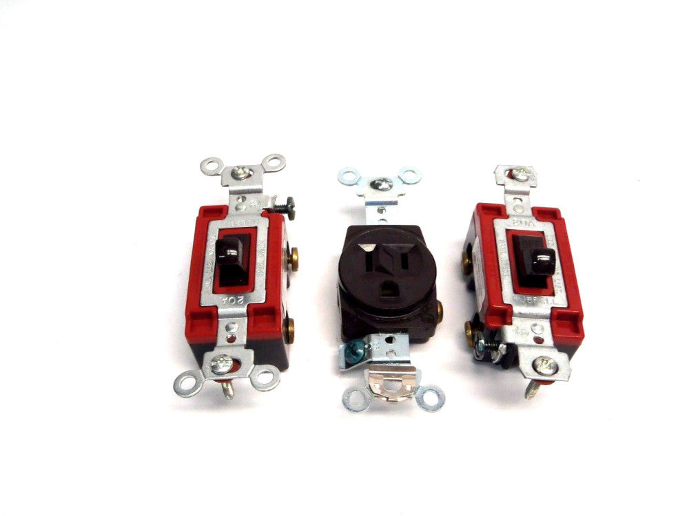Hubbell 20A 120-277V Light Switches & Arrow Hart 15A 125V Receptacle LOT OF 2