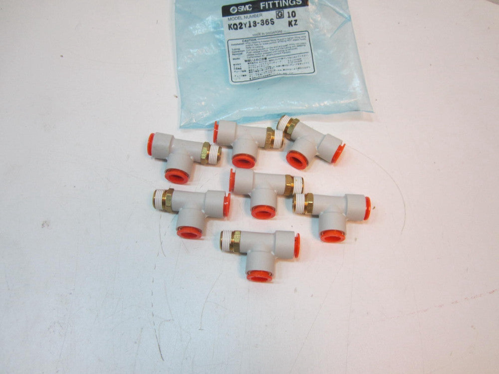 7-SMC PNEUMATICS KQ2Y13-36S Male Run Tee 1/2" O.D. Tube x 3/8" NPT 150 PSI New