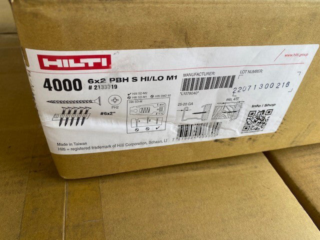 Hilti PHB-S HI/LO M1 Collated Drywall Screws 6 x 2" -2133719 - Box of 4000 (NEW)
