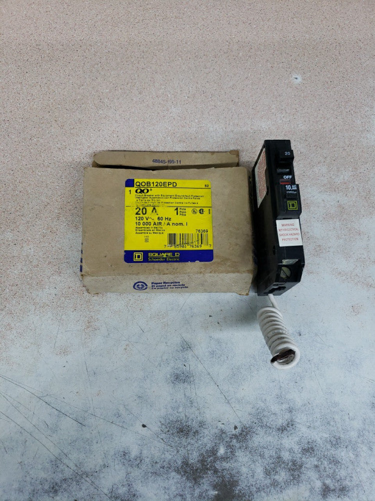QOB120EPD SQUARE D 1 POLE 20A 120VAC CIRCUIT BREAKER NEW OLD STOCK!