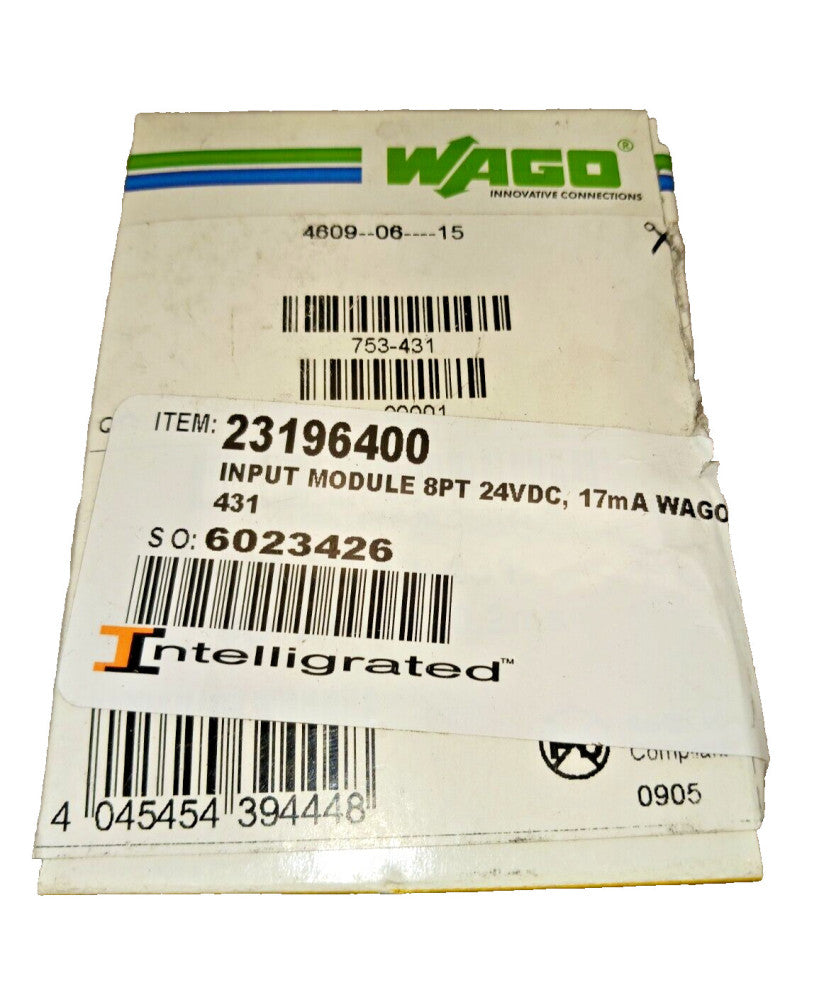 NEW WAGO INPUT MODULE 8 CHANNEL INTELLIGRATED  753-431 / 23196400