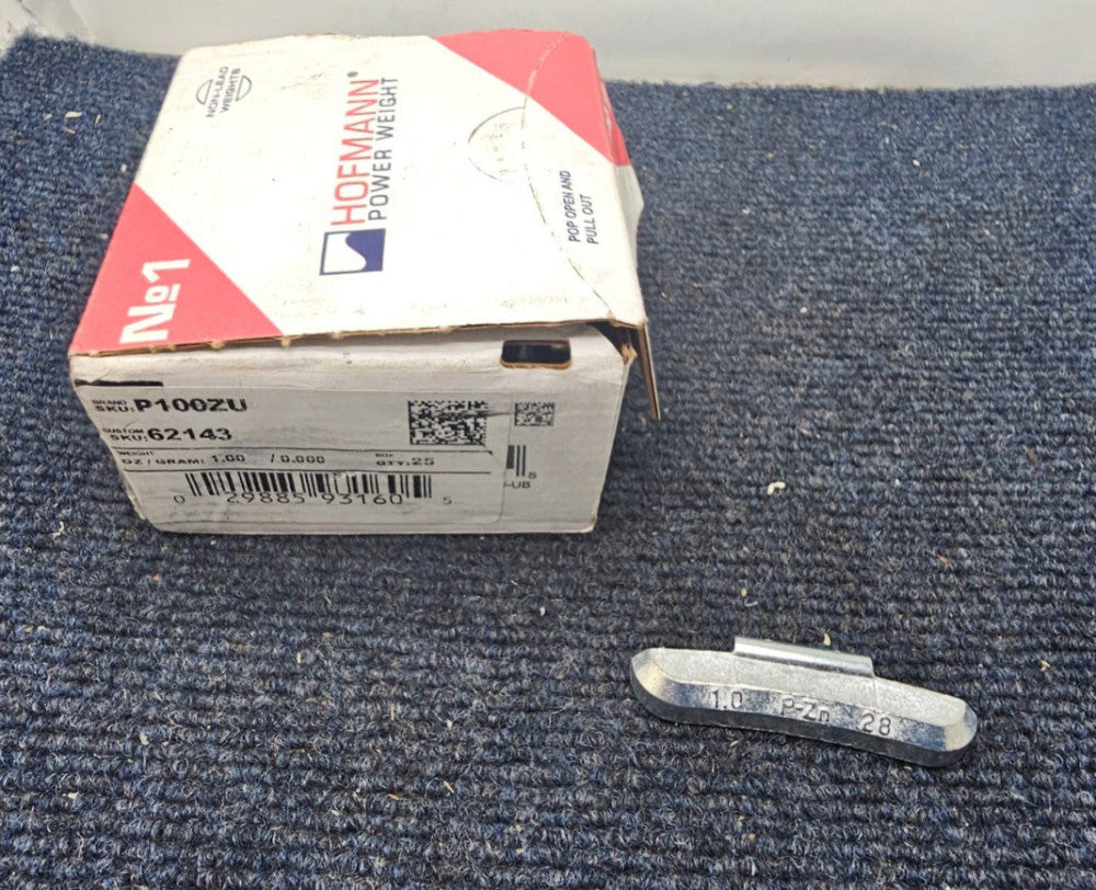 (25 PIECES) Hofmann Power Weights P100ZU Uncoated Zinc Clip-On Wheel Weights 1oz