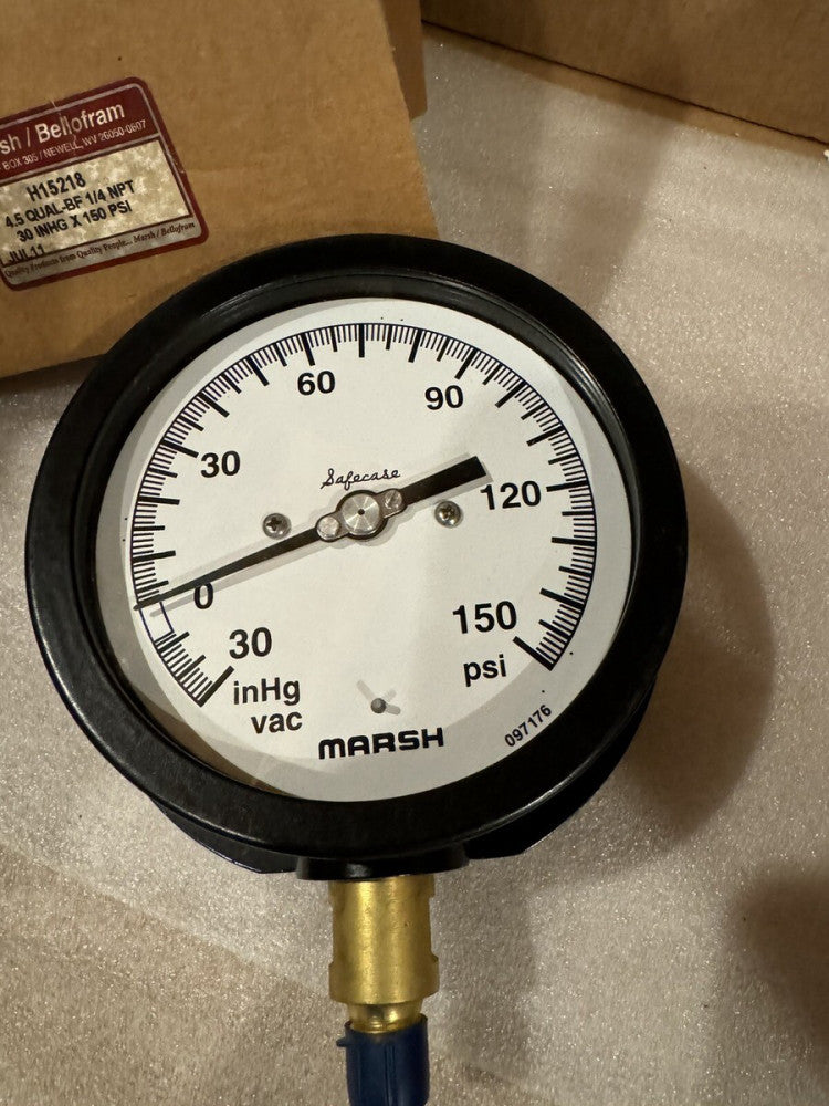 Marsh/Bellofram 4.5 QUAL-BF 1/4NPT 30INHG 150PSI Pressure Vacuum Gauge
