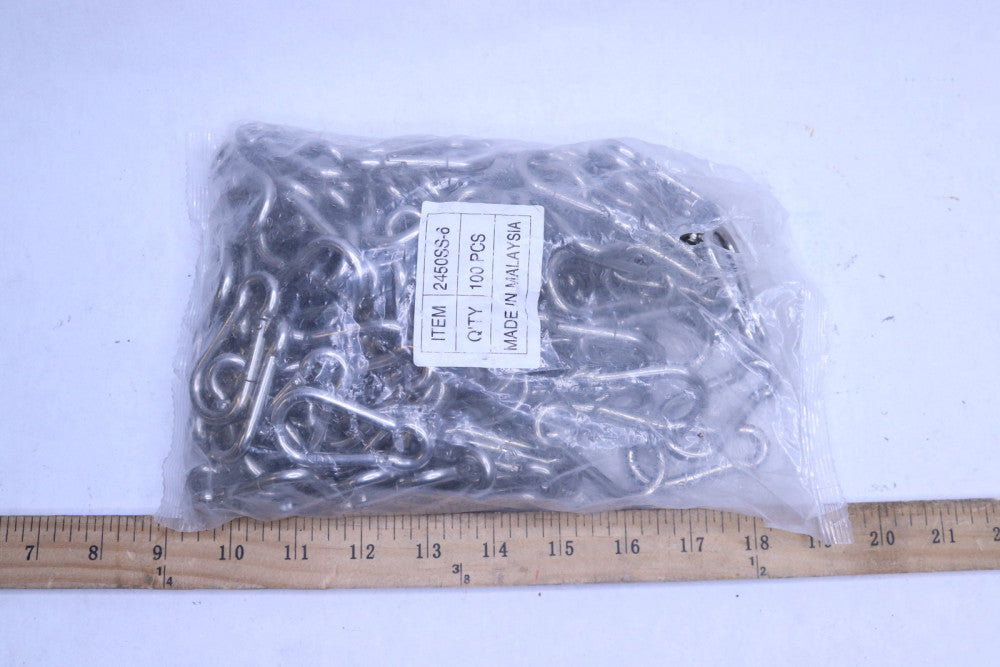 (100-Pk) Chain Snap Hook Stainless Steel 3/8" x 1/4" 2450SS-6