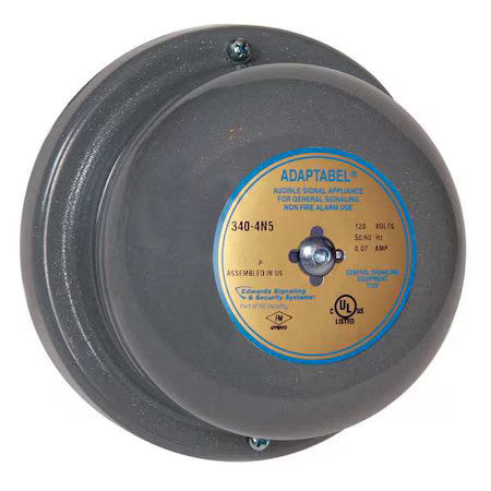 Edwards Signaling 340-4N5 Vibrating Bell, Continuous, 120V Ac, 88 Db, Steel,