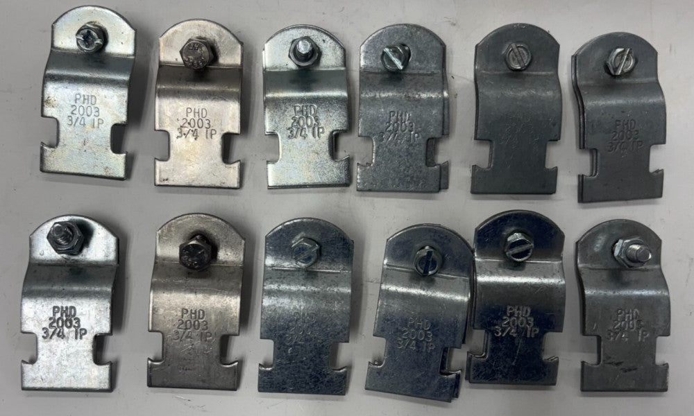 PHD SILVER PIPE CLAMP LOT OF 12 3/4" IPS-2003 ZINC PLATED STRUCT STRAP
