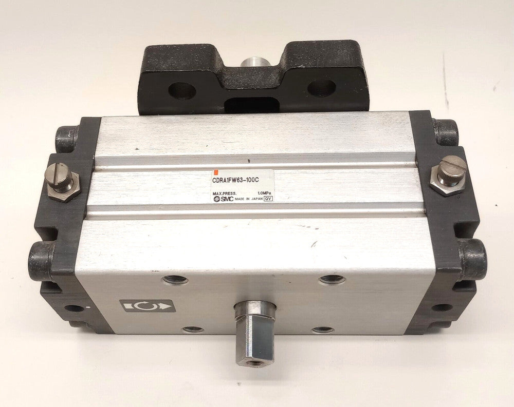 SMC CDRA1FW63-100C Used Pneumatic Rotary Actuator 17mm Shaft OD 13mm