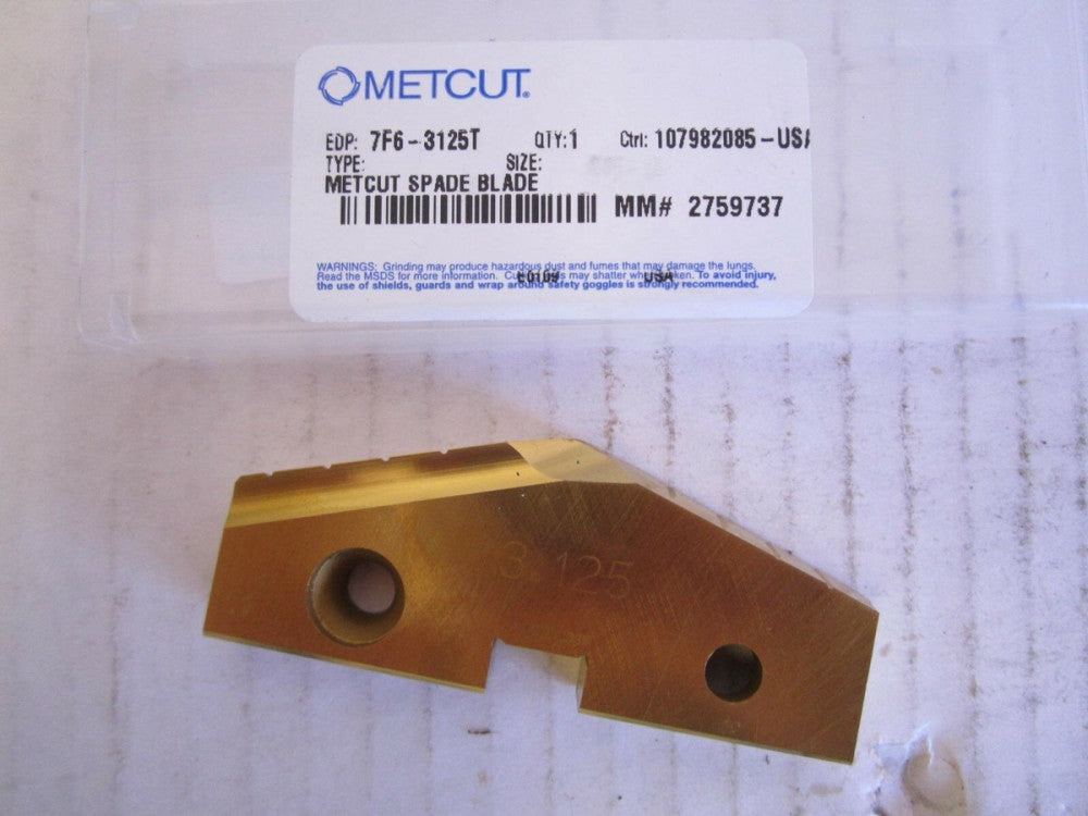 Kennametal MetCut 3-1/8" 3.1250 HSS Spade Drill Insert Series: 6 Code/Seat: 6