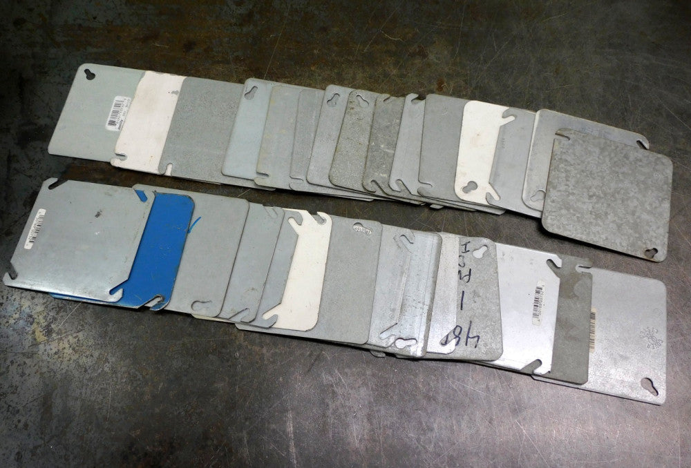 Steel Square Electrical Outlet Box Cover 4" x 4" Mixed Lot of Twenty-Nine (29)